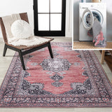 Boho Bohemian Distressed Chenille Machine-washable Area Rug