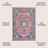 Boho Bohemian Distressed Chenille Machine-washable Area Rug