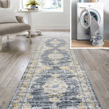 Boho Bohemian Distressed Chenille Machine-washable Area Rug