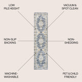 Boho Bohemian Distressed Chenille Machine-washable Area Rug