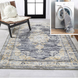 Boho Bohemian Distressed Chenille Machine-washable Area Rug