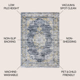 Boho Bohemian Distressed Chenille Machine-washable Area Rug
