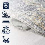 Boho Bohemian Distressed Chenille Machine-washable Area Rug