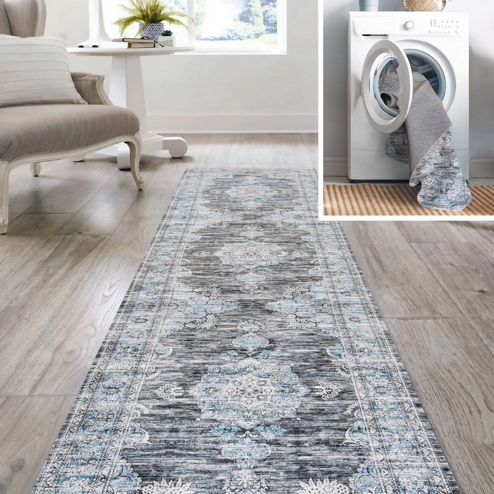 Boho Bohemian Distressed Chenille Machine-washable Area Rug