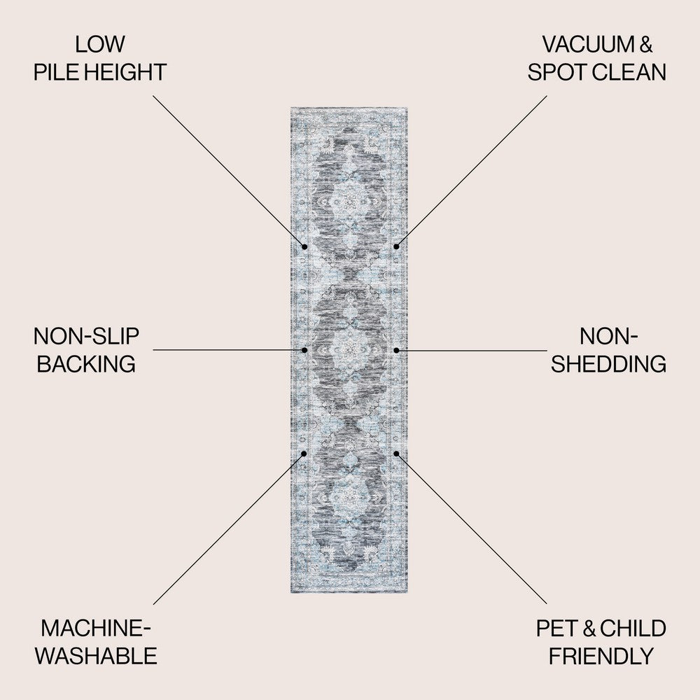 Boho Bohemian Distressed Chenille Machine-washable Area Rug