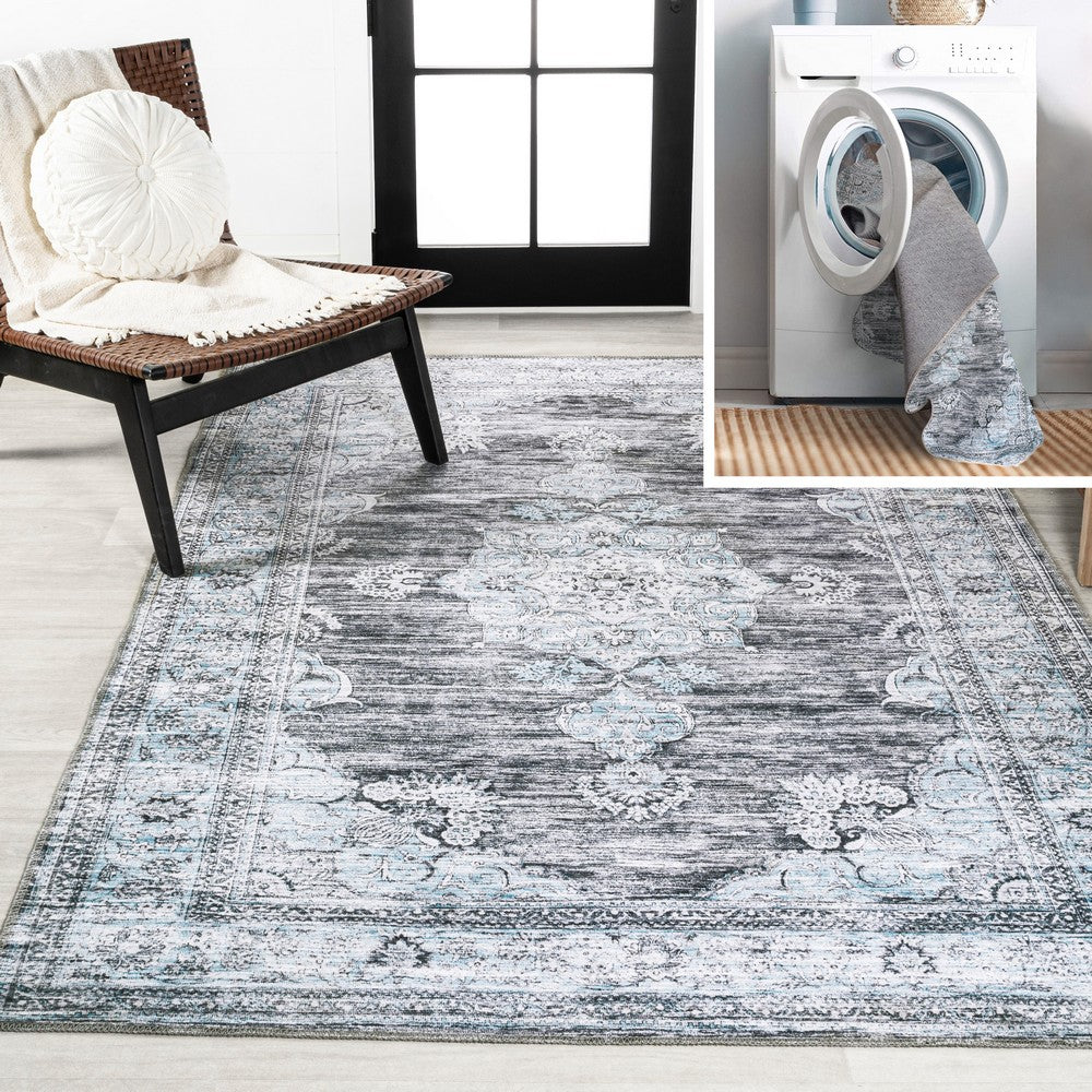 Boho Bohemian Distressed Chenille Machine-washable Area Rug