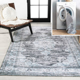 Boho Bohemian Distressed Chenille Machine-washable Area Rug