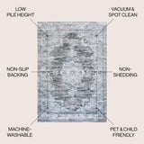 Boho Bohemian Distressed Chenille Machine-washable Area Rug