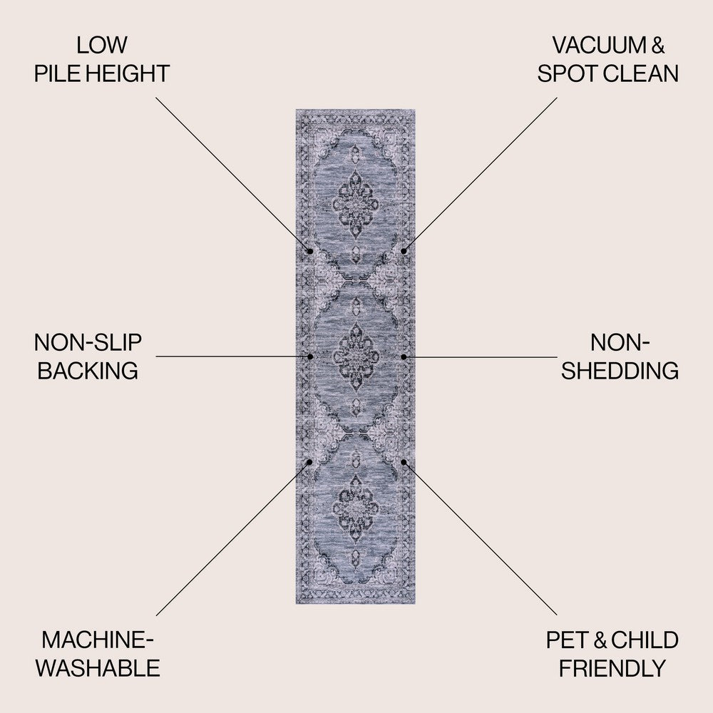 Vernal Chenille Cottage Medallion Machine-washable Area Rug