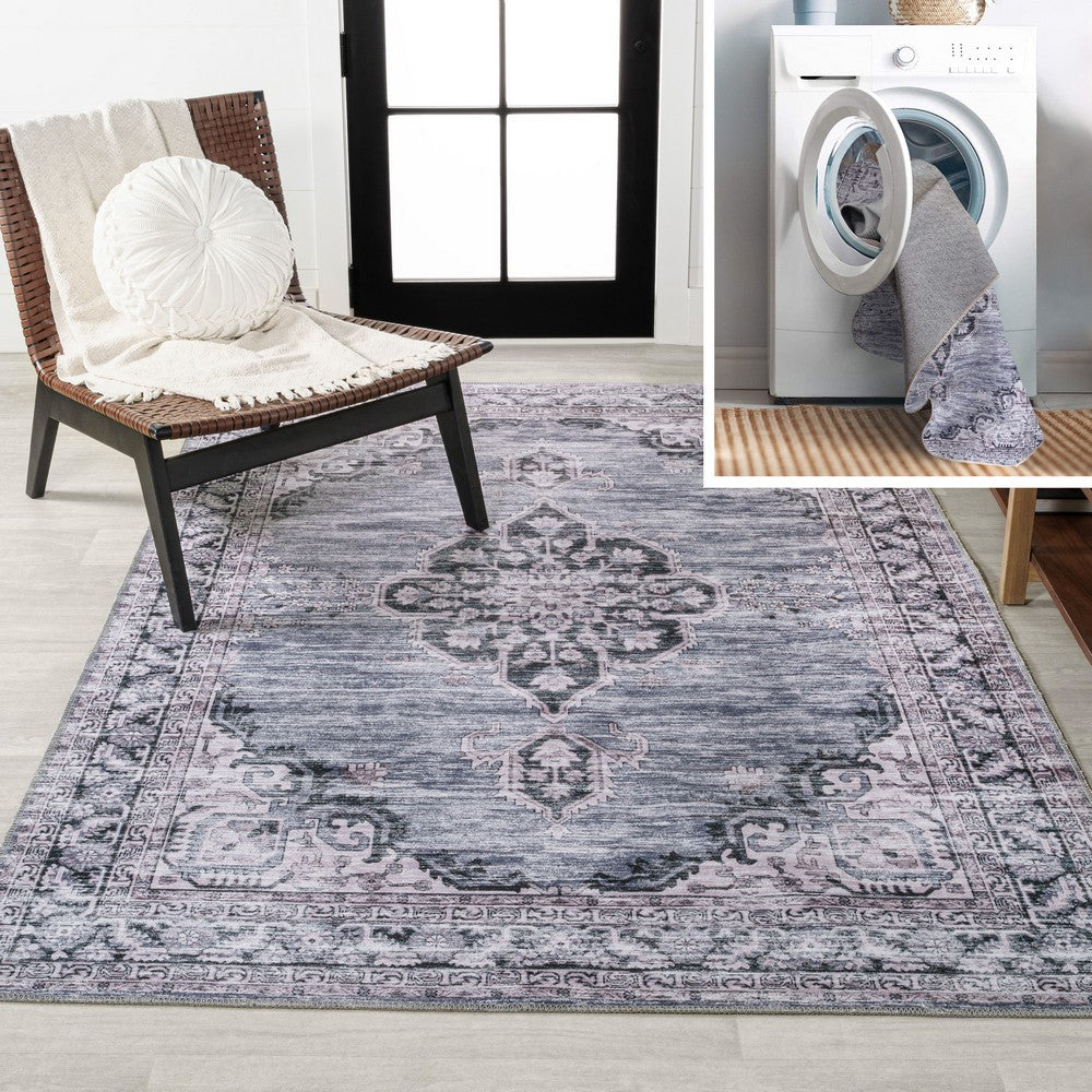 Vernal Chenille Cottage Medallion Machine-washable Area Rug