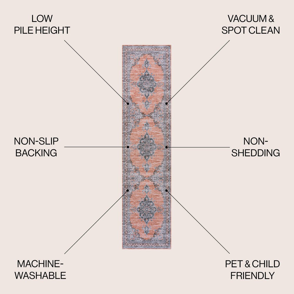 Vernal Chenille Cottage Medallion Machine-washable Area Rug