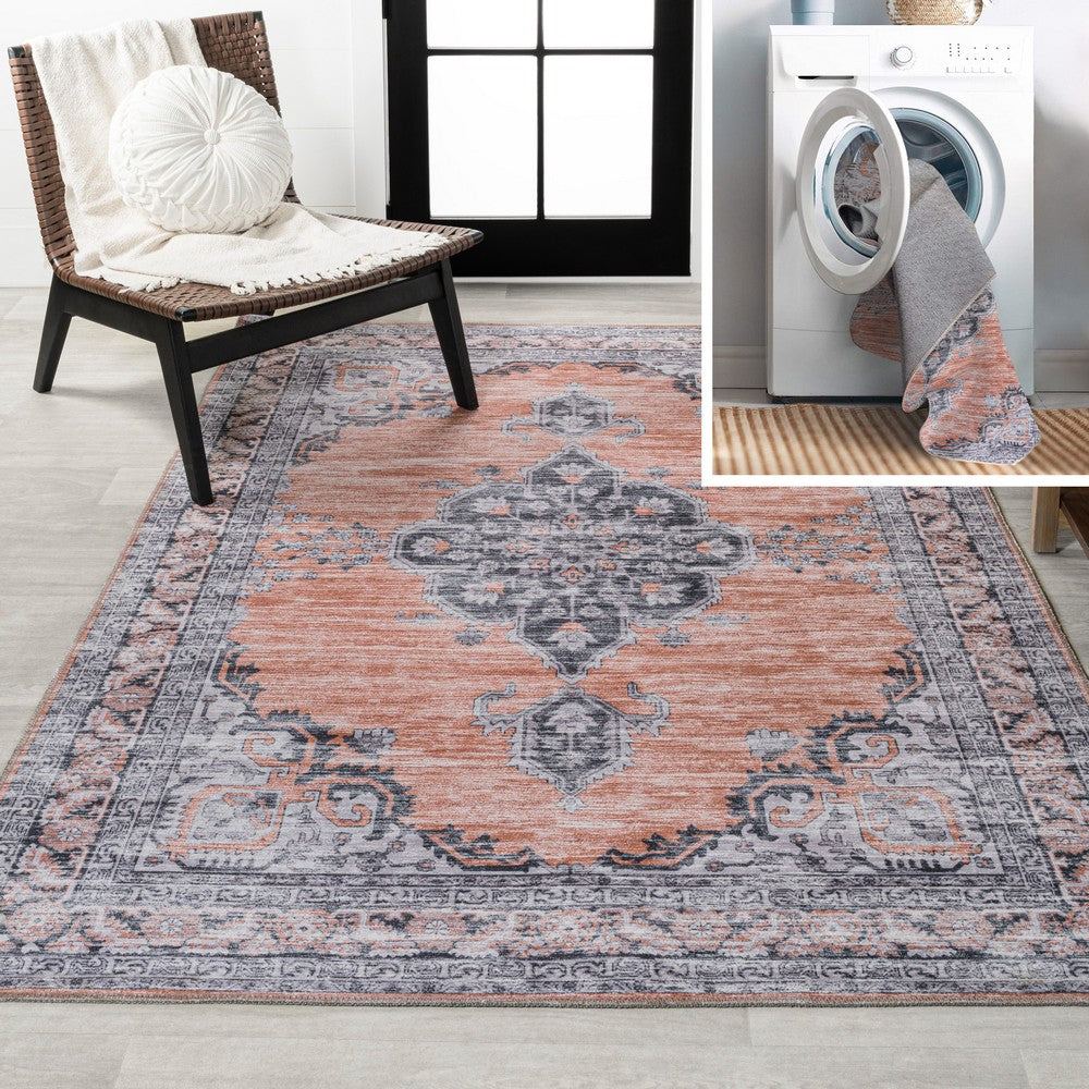 Vernal Chenille Cottage Medallion Machine-washable Area Rug
