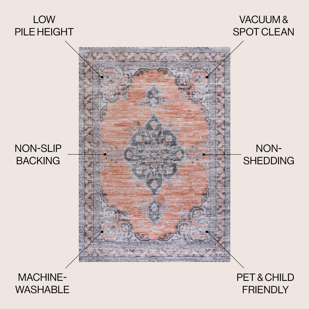 Vernal Chenille Cottage Medallion Machine-washable Area Rug