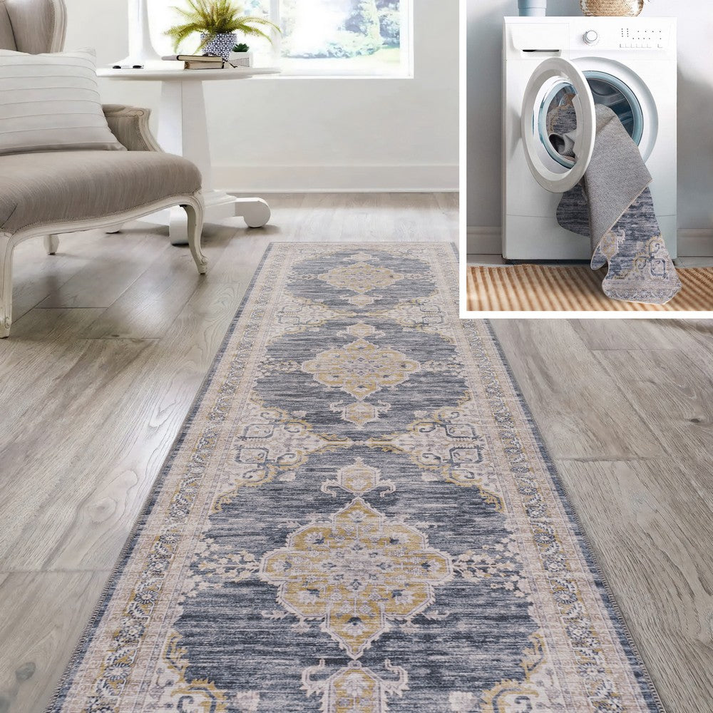Vernal Chenille Cottage Medallion Machine-washable Area Rug