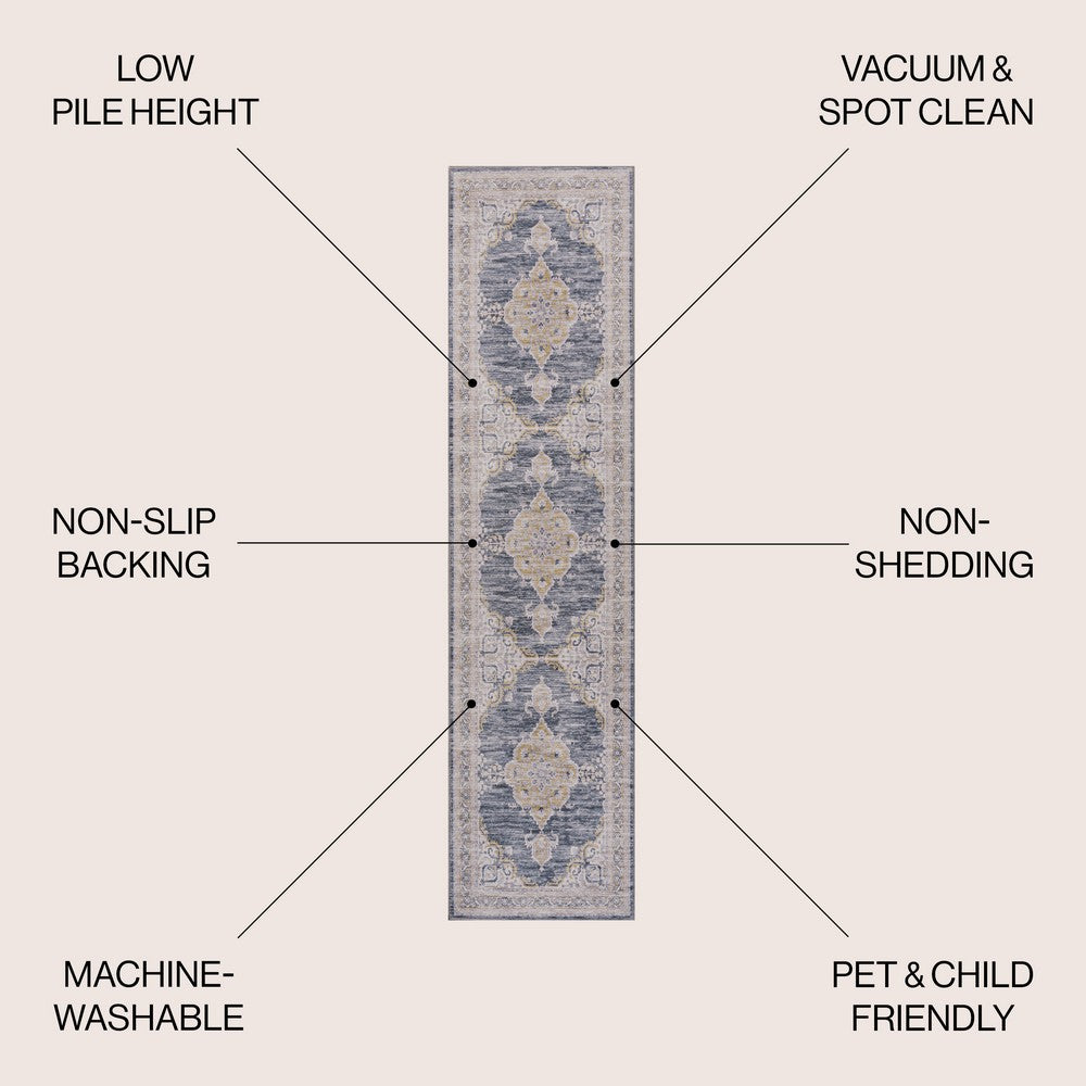 Vernal Chenille Cottage Medallion Machine-washable Area Rug