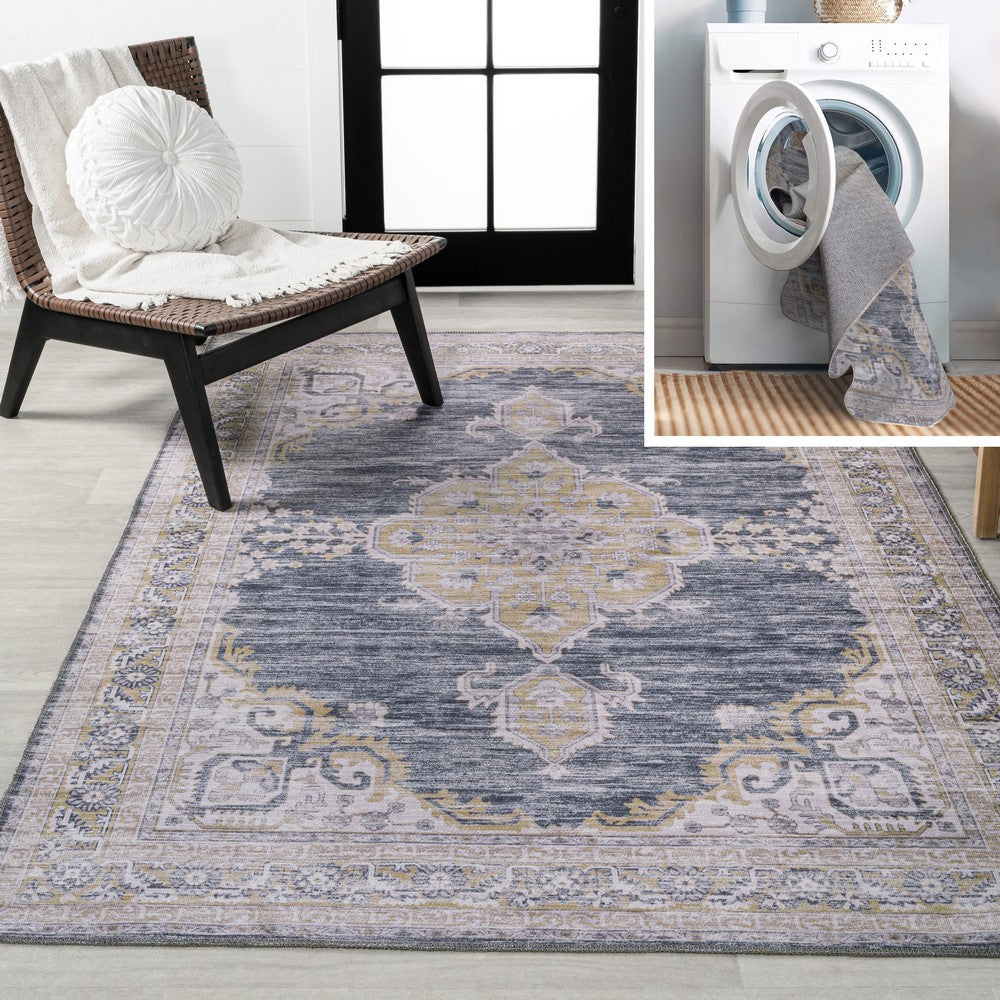 Vernal Chenille Cottage Medallion Machine-washable Area Rug