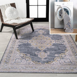 Vernal Chenille Cottage Medallion Machine-washable Area Rug