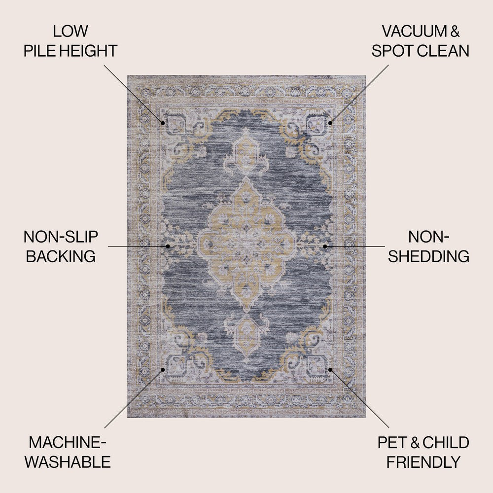 Vernal Chenille Cottage Medallion Machine-washable Area Rug