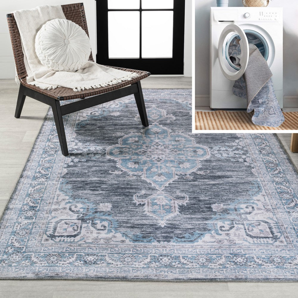 Vernal Chenille Cottage Medallion Machine-washable Area Rug