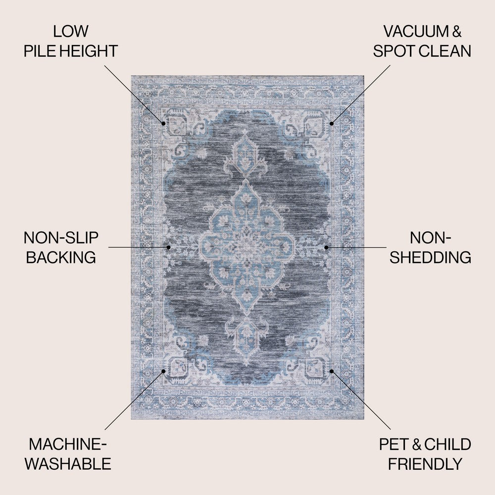 Vernal Chenille Cottage Medallion Machine-washable Area Rug