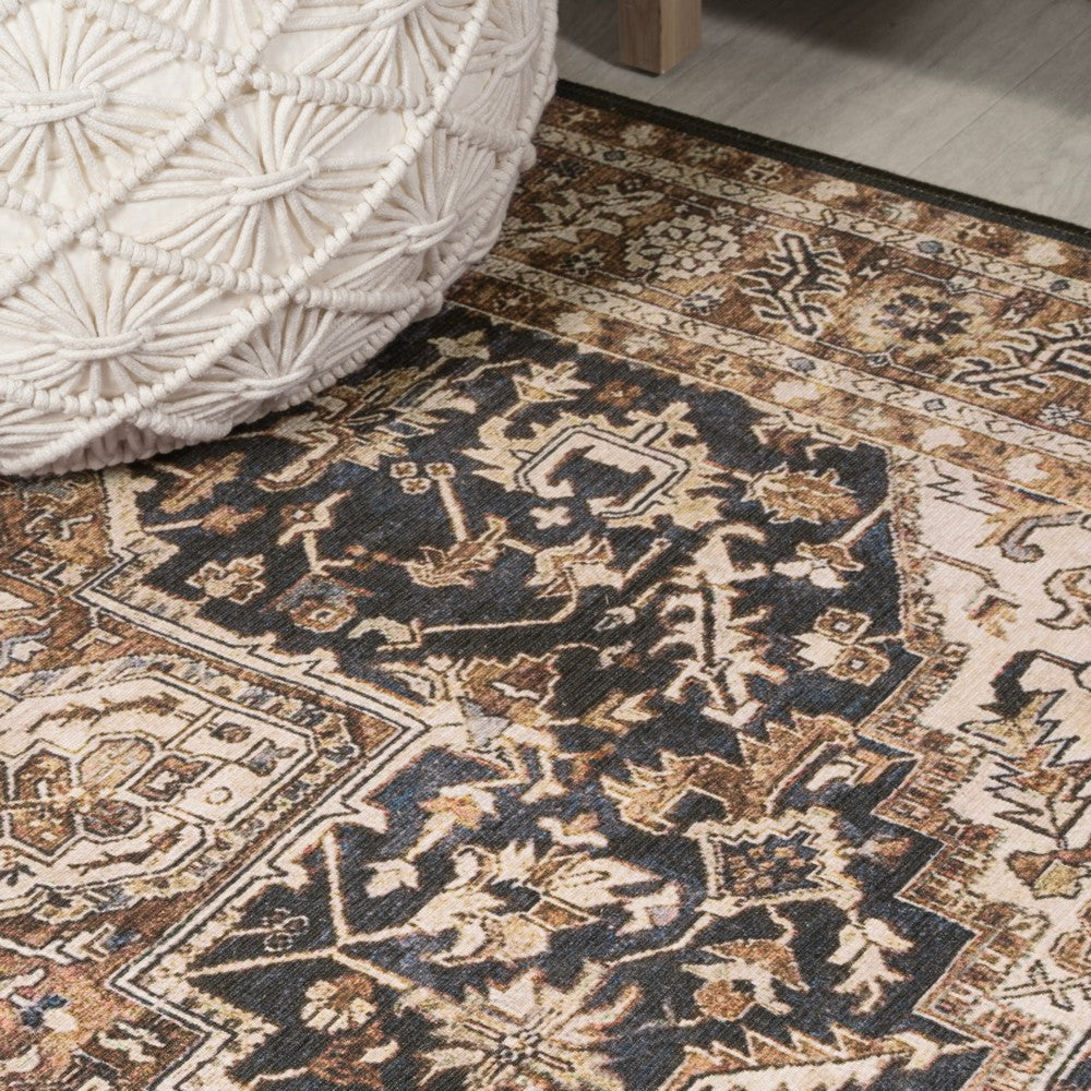 Moora Chenille Mid-century Medallion Machine-washable Area Rug