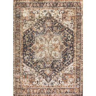 Moora Chenille Mid-century Medallion Machine-washable Area Rug
