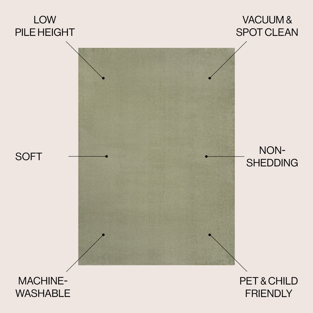 Alexander Classic Solid Low-Pile Machine-Washable Area Rug