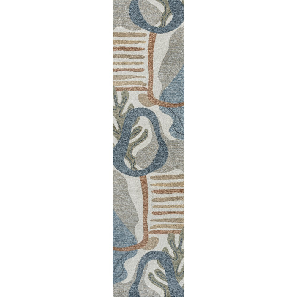 Rocks Abstract Glam Botanical Machine-Washable Area Rug