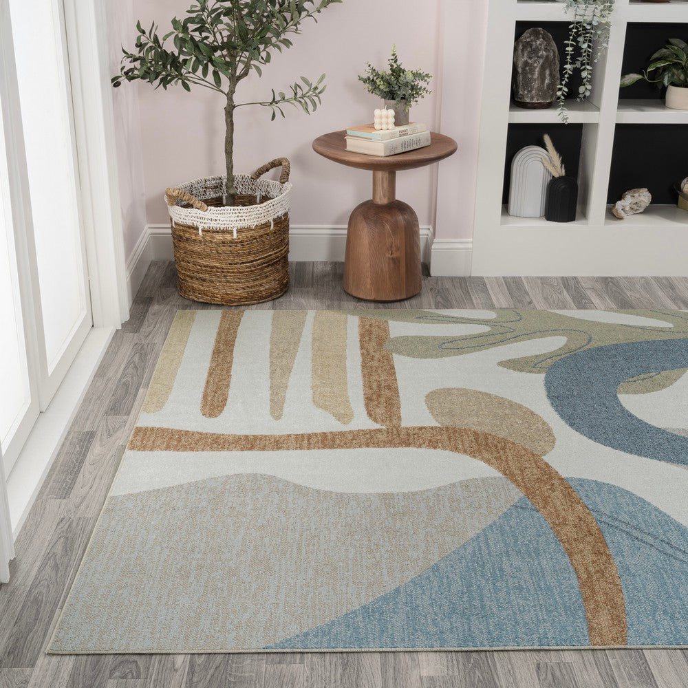 Rocks Abstract Glam Botanical Machine-Washable Area Rug