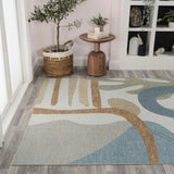 Rocks Abstract Glam Botanical Machine-Washable Area Rug