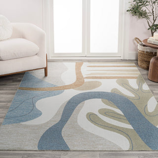 Rocks Abstract Glam Botanical Machine-Washable Area Rug