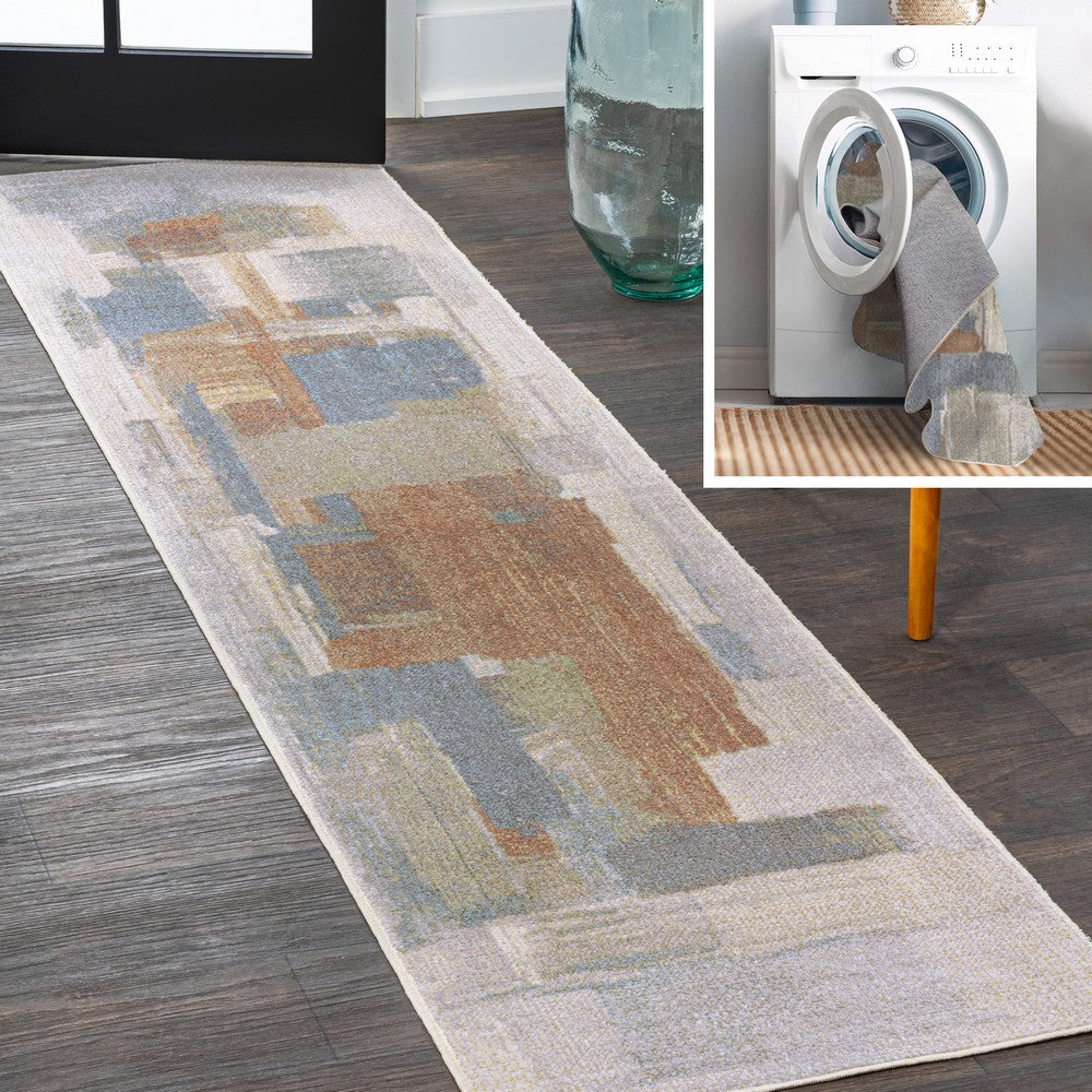 Mohawk Abstract Coastal Watercolor Machine-Washable Area Rug