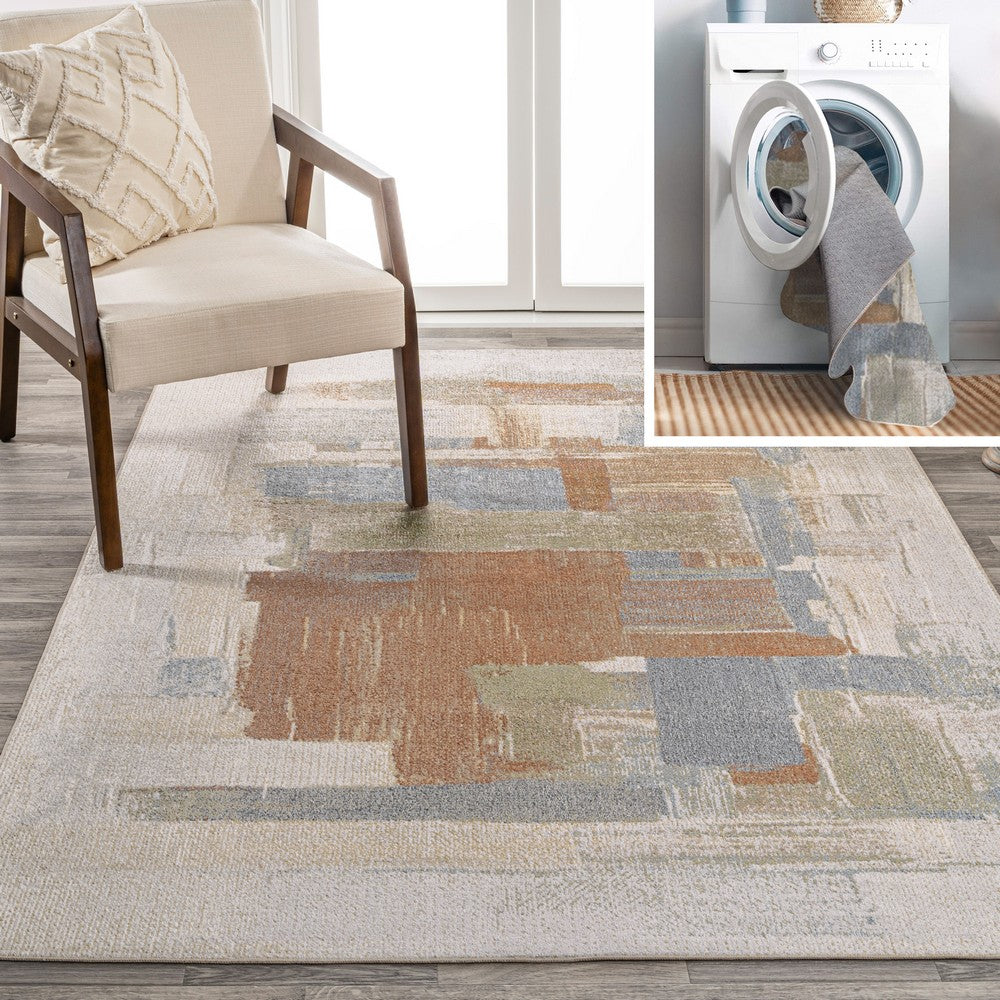 Mohawk Abstract Coastal Watercolor Machine-Washable Area Rug