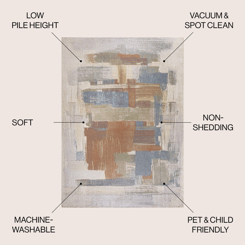 Mohawk Abstract Coastal Watercolor Machine-Washable Area Rug