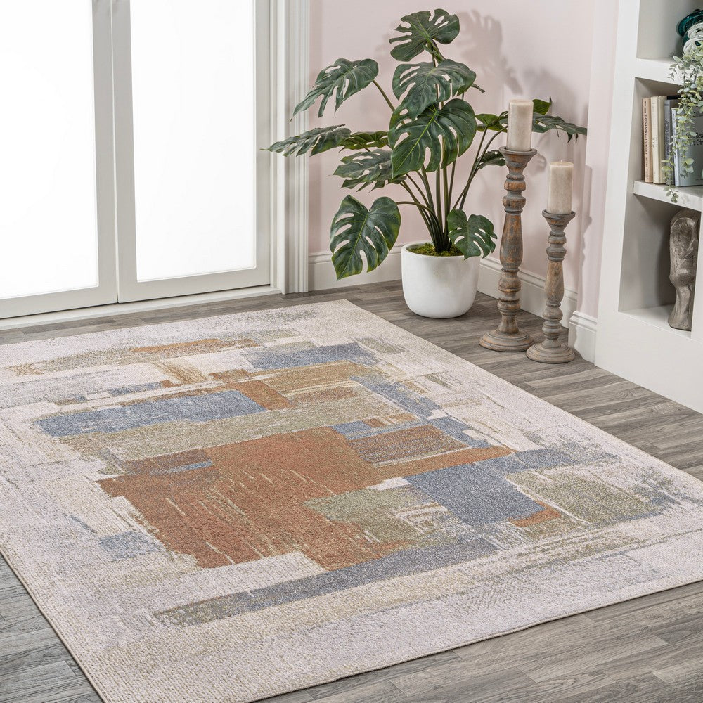 Mohawk Abstract Coastal Watercolor Machine-Washable Area Rug