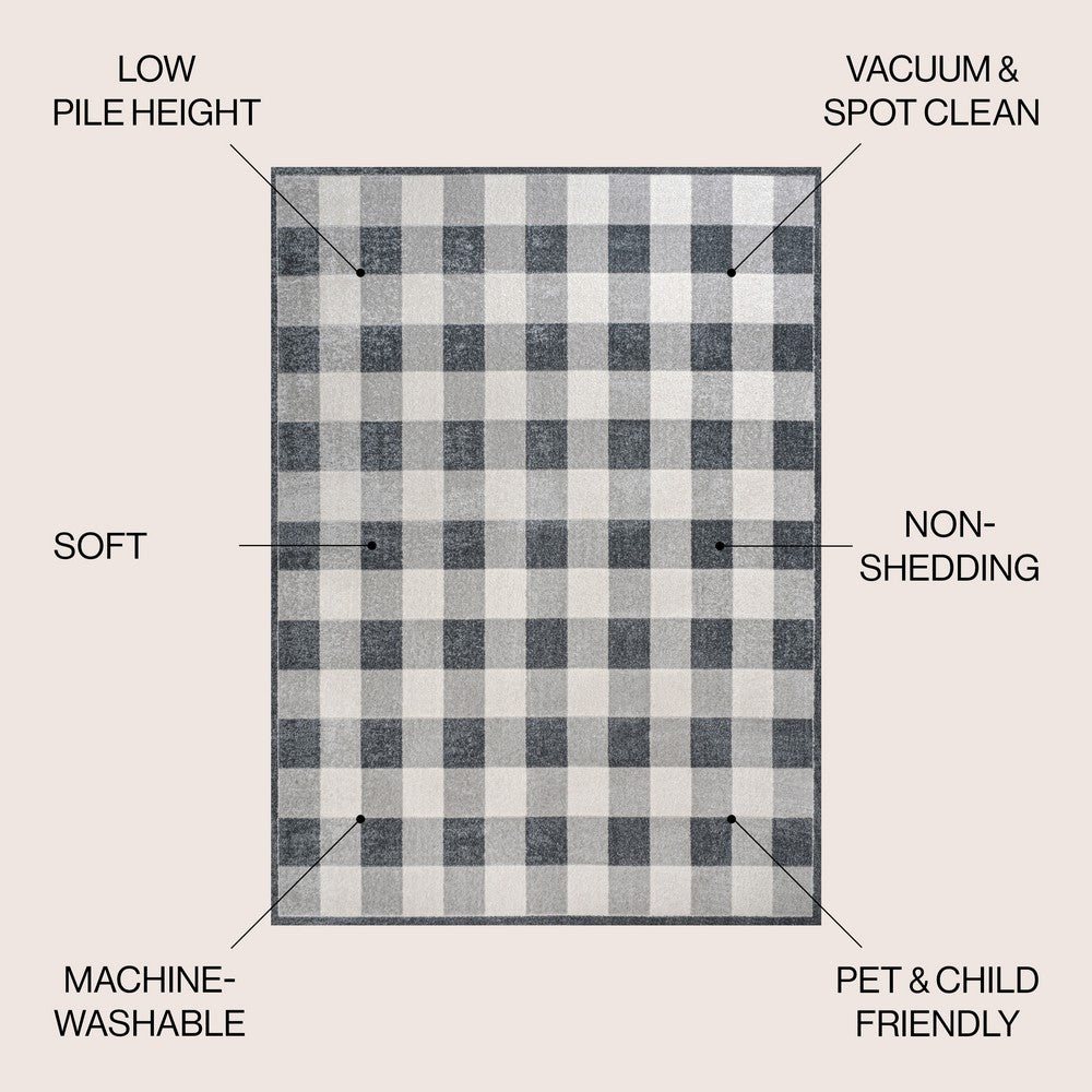 Cottage Gradient Plaid Cottage Machine-Washable Area Rug