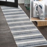 Carolina Two-Tone Striped Classic Low-Pile Machine-Washable Area Rug
