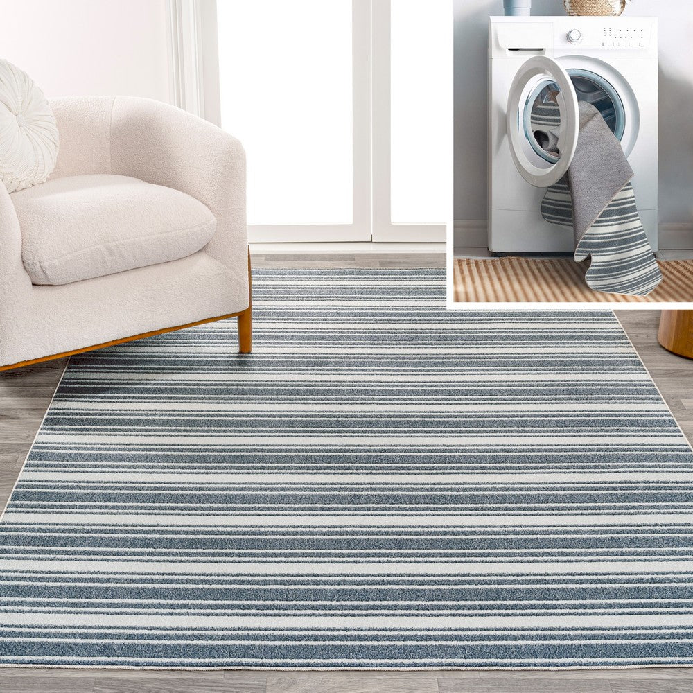 Carolina Two-Tone Striped Classic Low-Pile Machine-Washable Area Rug