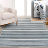 Carolina Two-Tone Striped Classic Low-Pile Machine-Washable Area Rug