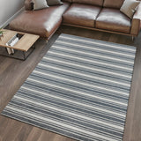 Carolina Two-Tone Striped Classic Low-Pile Machine-Washable Area Rug