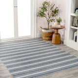 Carolina Two-Tone Striped Classic Low-Pile Machine-Washable Area Rug