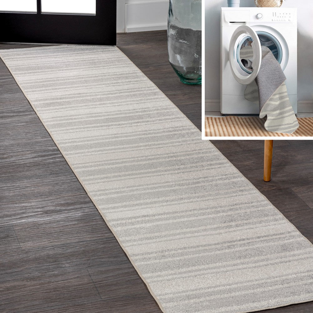 Carolina Two-Tone Striped Classic Low-Pile Machine-Washable Area Rug