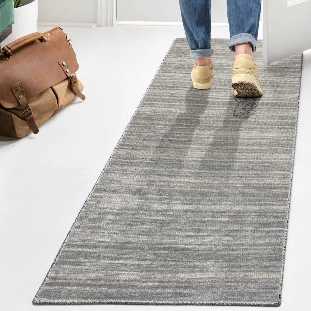 Carolina Two-Tone Striped Classic Low-Pile Machine-Washable Area Rug