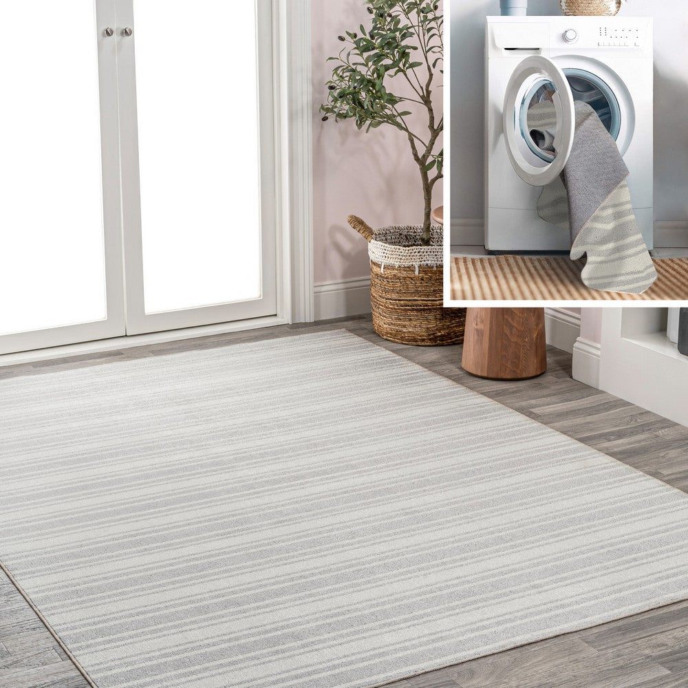 Carolina Two-Tone Striped Classic Low-Pile Machine-Washable Area Rug