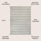 Carolina Two-Tone Striped Classic Low-Pile Machine-Washable Area Rug