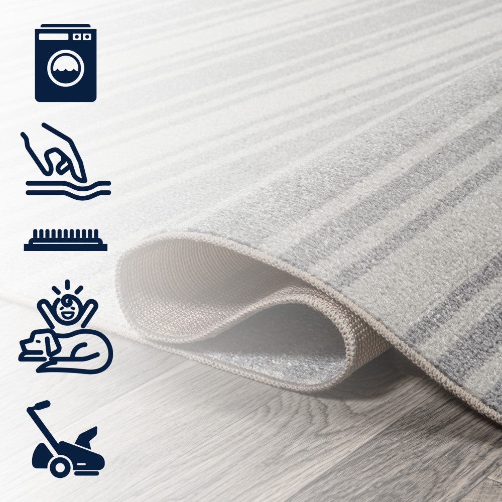 Carolina Two-Tone Striped Classic Low-Pile Machine-Washable Area Rug