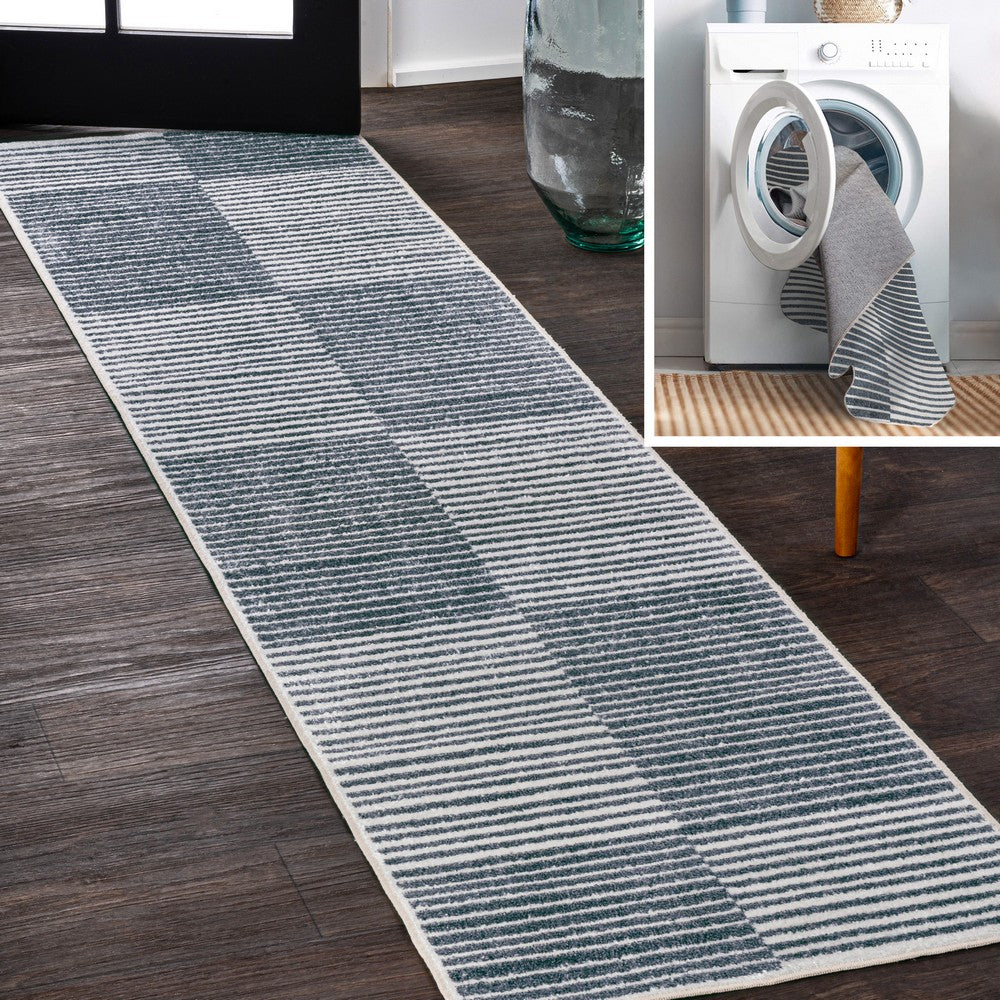 Buffalo Minimalist Striped Plaid Machine-Washable  Area Rug