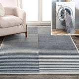 Buffalo Minimalist Striped Plaid Machine-Washable  Area Rug