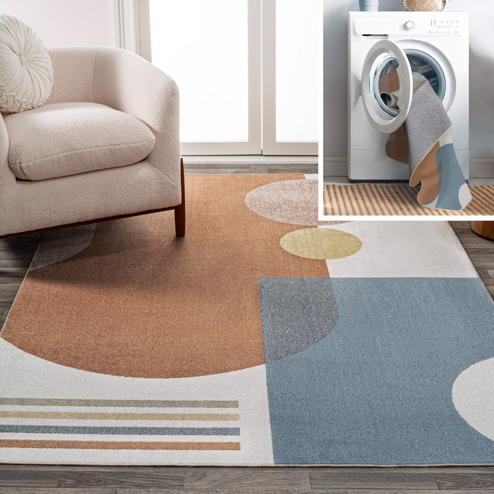 Tayse Modern Contemporary Collage Machine-Washable Area Rug