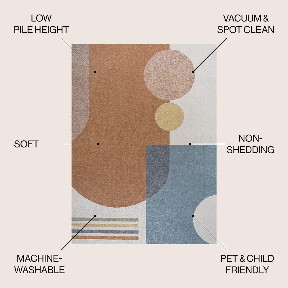 Tayse Modern Contemporary Collage Machine-Washable Area Rug